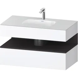 Duravit Collection One Einbauwaschtisch mit Konsolenwaschtischunterbau, 1000x550x600mm, Nische Graphit Supermatt, QA4786080180010, Farbe: Weiß Matt/mit Nischenbeleuchtung