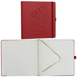 Lediberg Notizbuch »unmögliches möglich machen« kariert Sonderformat 240 Seiten rot, 17.5x17.5 cm