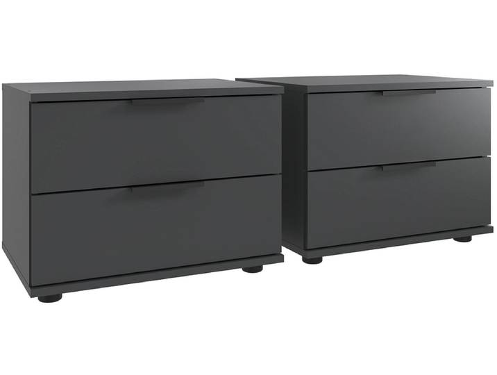 2 Nachttische-Set MIDNIGHT 2 Schubladen 52x38x40cm grafit melamin