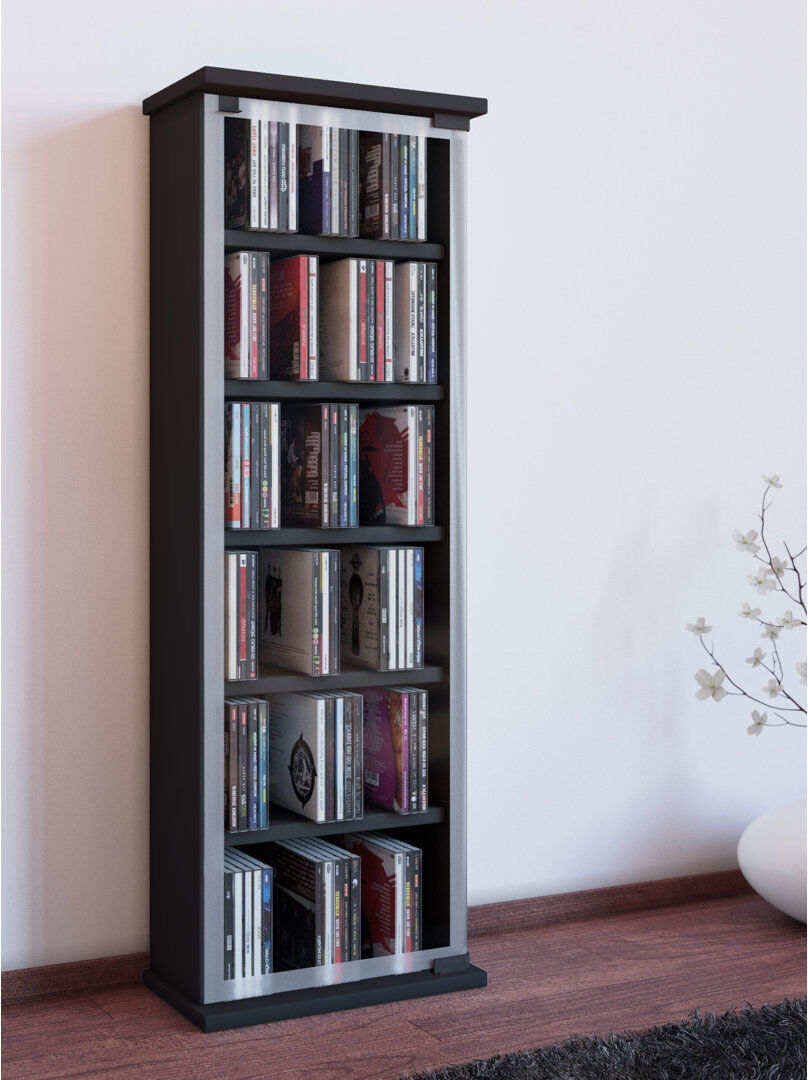 VCM - Classic Multimedia Storage Rack Black 91cm H X 31cm W X 18cm D
