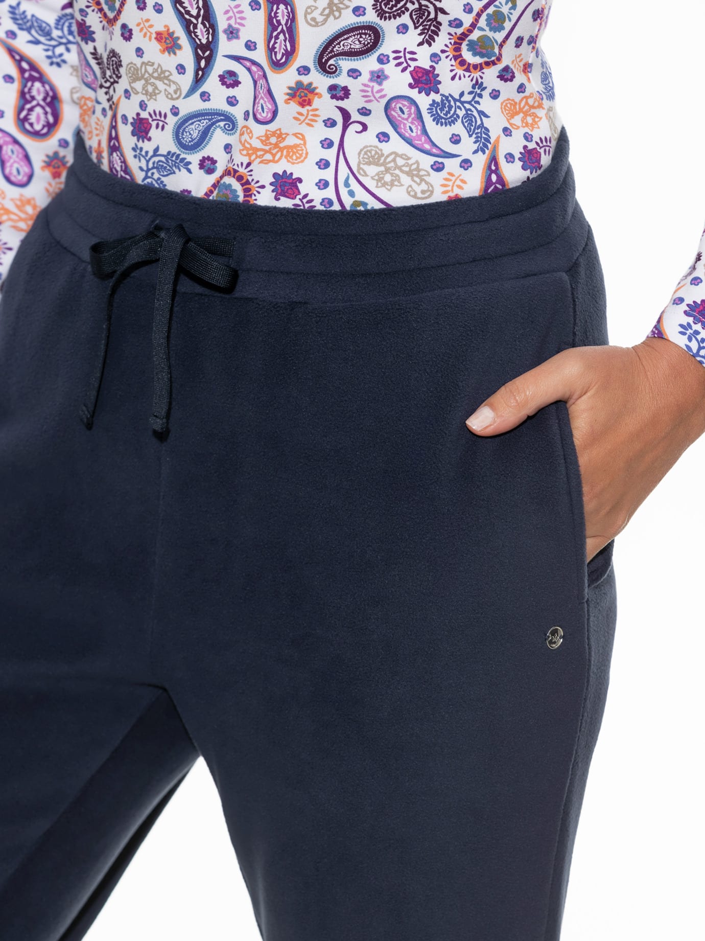 Walbusch Freizeithose Thermo-Fleece, #untersetzte Größen, Farbe Blau, 36, wärmendes Microfleece besonders leicht und weich Damen