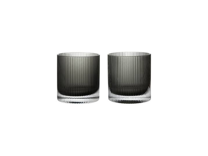 Ferm Living - Verre Ripple - Gris - Verre soufflé bouche