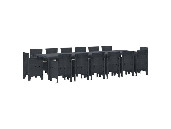 vidaXL Garten Essgruppe 15 stk. Anthrazit Polt Rattan
