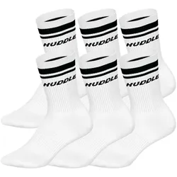 HUDDLE 6pk Crew Socks Double Stripe Unisex Socken