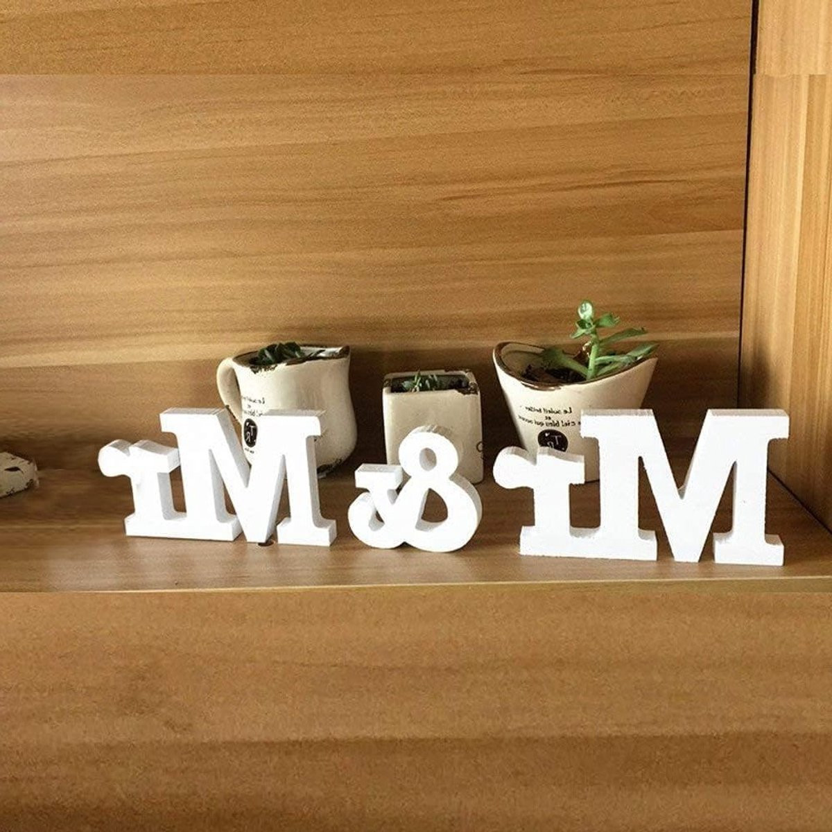 Houten Letters Mr & Mr Sign voor Tafelversiering en Bruiloften
