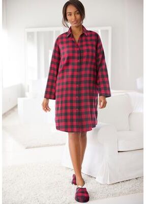 Plus Size Women's Plaid Flannel Button-Front Sleepshirt by Dreams & Co. in Red Buffalo (Size 1X)