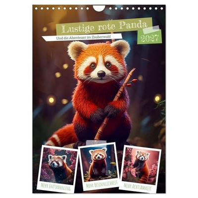 Lustige rote Panda (Wandkalender 2027 DIN A4 hoch), CALVENDO Monatskalender