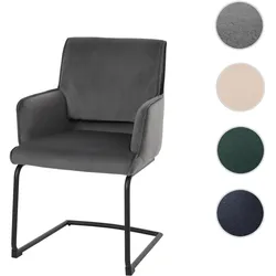 Freischwinger HWC-N60, Esszimmerstuhl Küchenstuhl Stuhl, Stoff/Textil ~ dunkelgrau