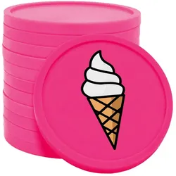 CombiCraft Kunststoff Wertmarken Chips Softeis in Neonpink- 100 Stück - Ø29 mm