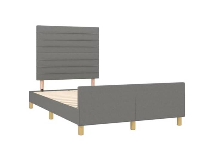 KTHLBRH Bettgestell dunkelgrau 120 x 190 cm, Stoff 100% Polyester Verstellbares Kopfteil, Lattenrost aus Sperrholz, stabile Beine, ohne Matratze