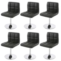 6er-Set Esszimmerstuhl Drehstuhl Stuhl Kavala Kunstleder Chrom ~ schwarz