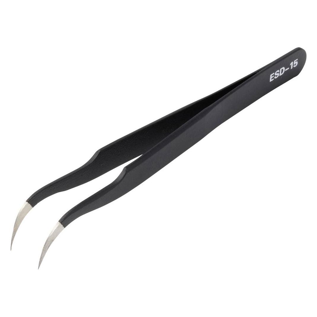 Tru Components TC-15010076 ESD Tweezers 1-piece Flat, curved 120 mm (TC-15010076)