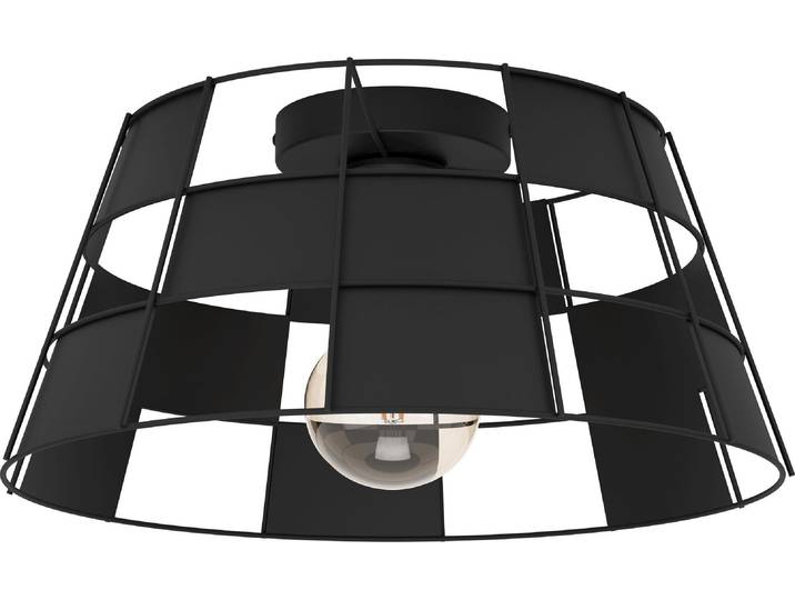 EGLO Plafonnier Pontefract\, plafonnier géométrique\, lampe de salon en métal noir\, lampe plafond\, lampe couloir avec douille E27\, Ø 42 cm
