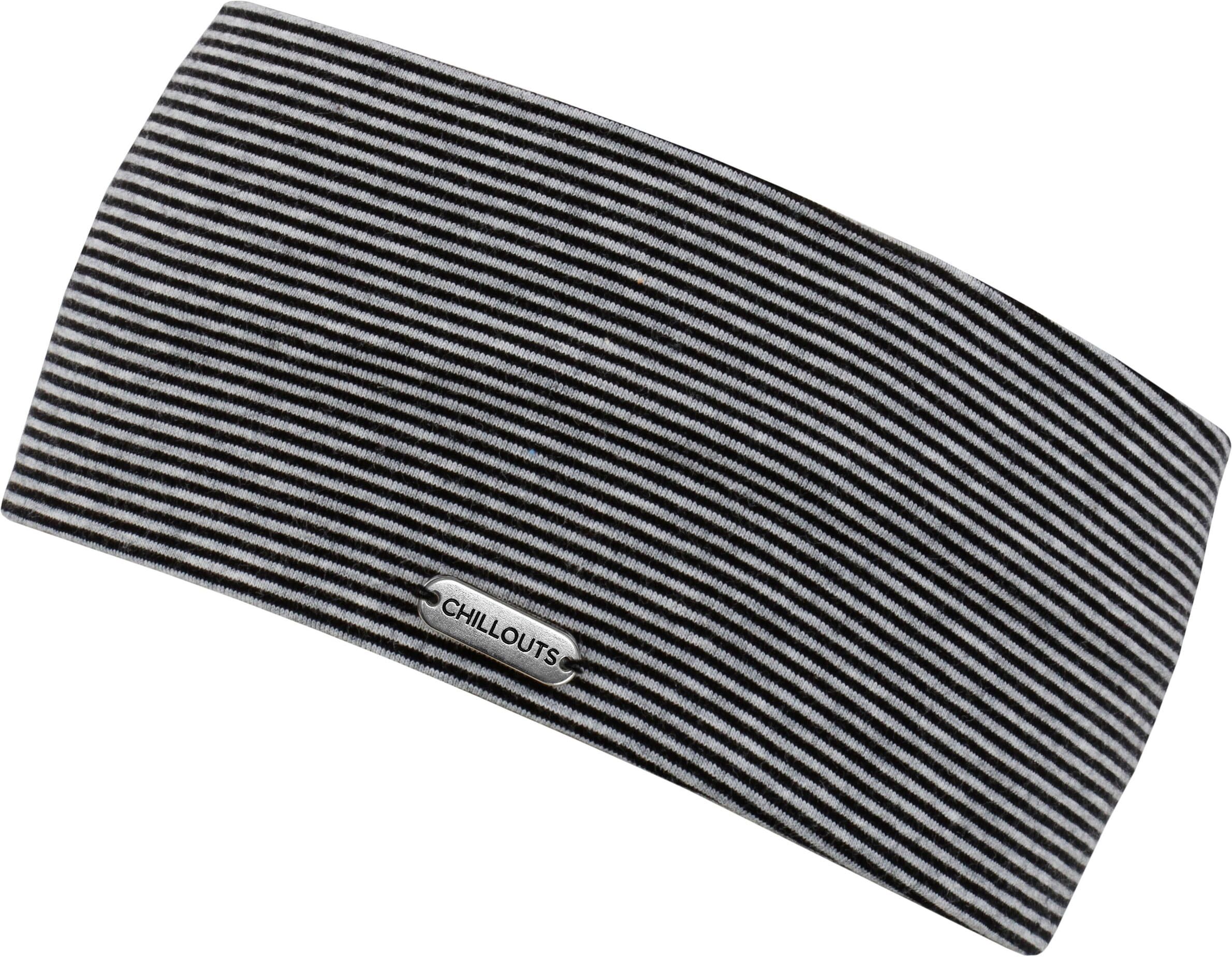 Stirnband CHILLOUTS "Farum Headband", Damen, schwarz (schwarz, grau), Baumwollmischung, gestreift, mehrfarbig, Mützen Stirnband, Dünn gestreiftes Baumwoll-Stirnband mit sanfter Oberfläche schwarz, grau Einheitsgröße