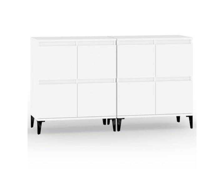 Fisinber Sideboard 2er Set Weiß 60x35x70 cm Holzwerkstoff Kommode Vielseitiger Mehrzweckschrank mit 4 Fächern für Wohnzimmer & Flur, inklusive Kippschutz für optimale Stabilität.