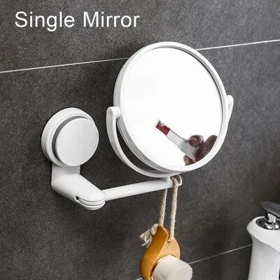 Perfect Picks Market Rotating Suction Cup Vanity Mirror Wall Mounted Folding Makeup Shaving Mirror single Mirror