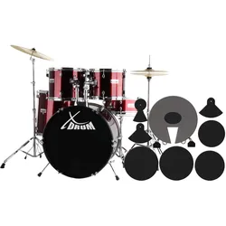 XDrum Semi 22" Standard Schlagzeug Lipstick Red Set + Dämpfer