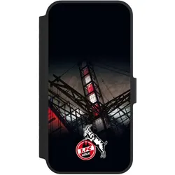 Nivocase Klapphülle für Apple iPhone 14 Handyhülle aus Kunst Leder NIVOflip schwarz 1. FC Köln Offizielles (Apple iPhone 14), Smartphone Hülle, Schwarz