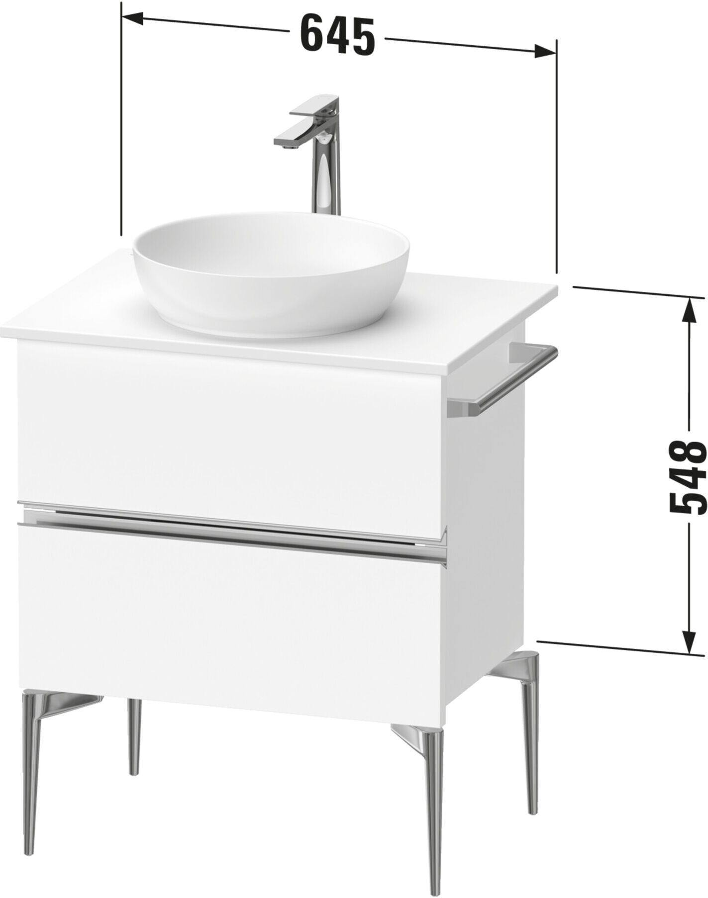 Duravit Konsolen-Waschtischunterbau bodenstehend Sivida 64,5x54,8x47,5cm, w g, 2 Schub., Gr. chr (SV4657010220000)