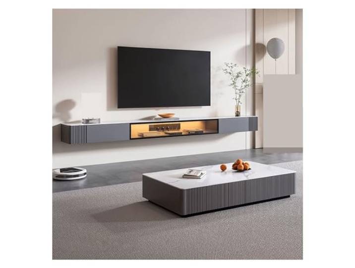 DFHS46JK Multimedia-Möbel Wandmontierter schwebender TV-Ständer mit Aufbewahrungsschrank für das Wohnzimmer(Grigio,Klein)