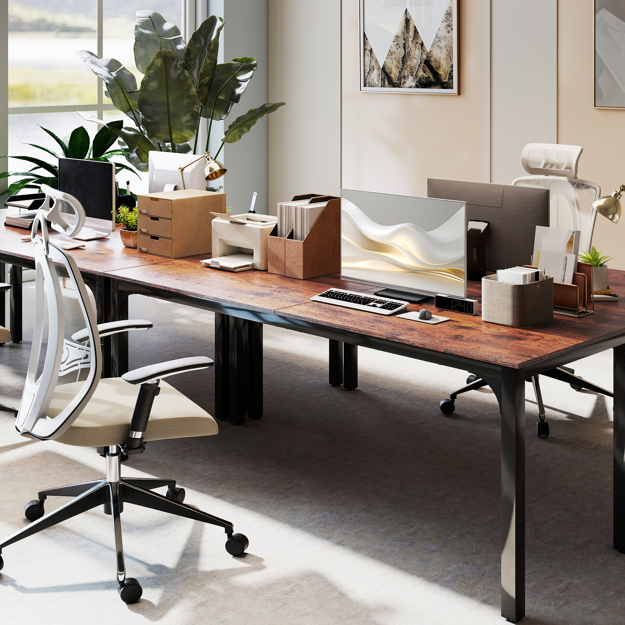 Homcom Scrivania per PC stile rustico con ampio piano, Marrone   Aosom Italy
