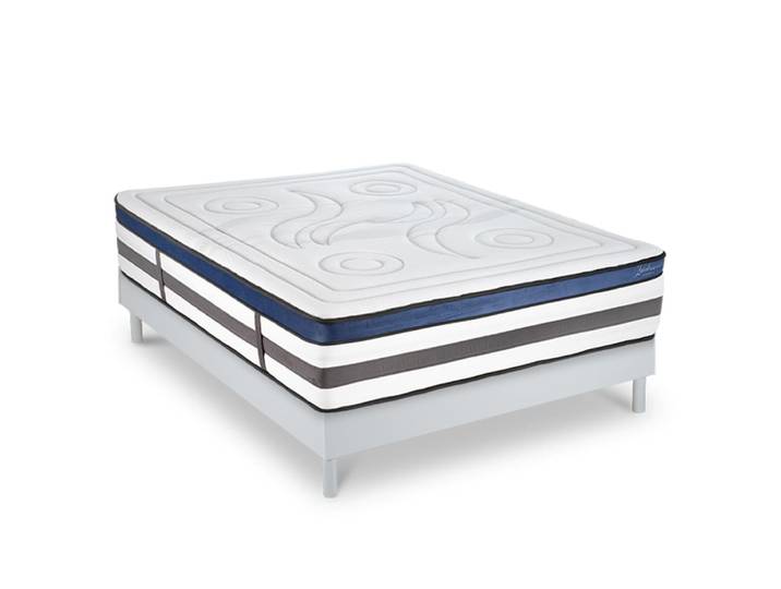 Ensemble matelas mémoire h30 sommier blanc 180x200