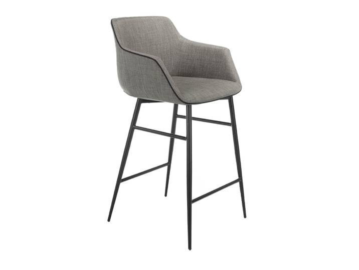 Tabouret en tissu gris et acier noir