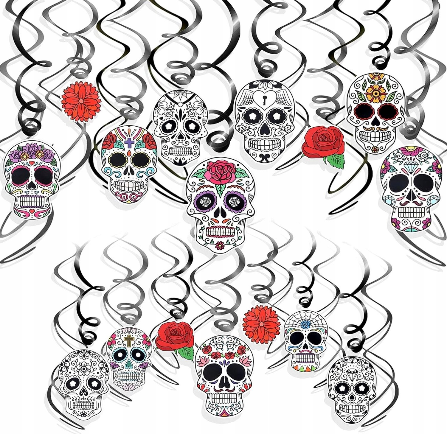 30 Hangende Papierdecoraties met Schedels voor Halloween