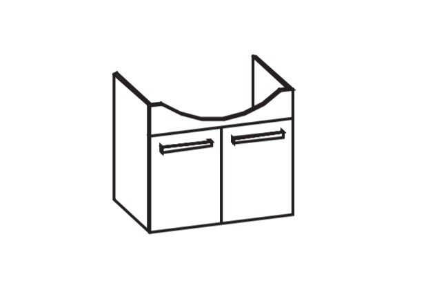 Artiqua 412 Waschtischunterschrank für Connect Cube E7141, E8101, E 8102, E8103, Quarzgrau Hochglanz 412-WU2T-I14-7162-172
