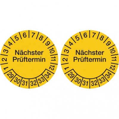 König Werbeanlagen Dreifke® Prüfplakette, Nächster Prüftermin, Folie, gelb/schwarz - 100 mm Folie selbstklebend