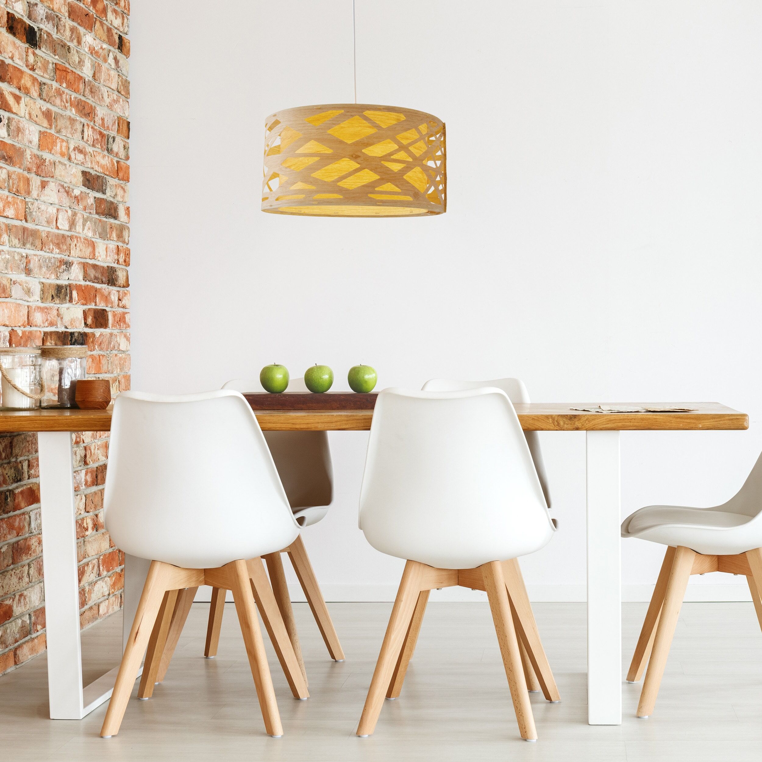 NÄVE Pendelleuchte "Finja", braun (natur), 1, Ø 40cm H: 110cm, 1 Stk., Leuchten, rund D: 40 cm, Holzimitat, mehrschichtig durchbrochen, 1x E27 exkl., Pendelleuchte