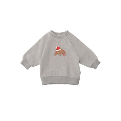 Sweatshirt LILIPUT "Croissant", Mädchen, Gr. 62/68, grau, 80% Baumwolle, 20% Polyester, bedruckt, normal, Rundhals, Sweatshirts Sweatshirt, mit niedlichem Croissant-Print
