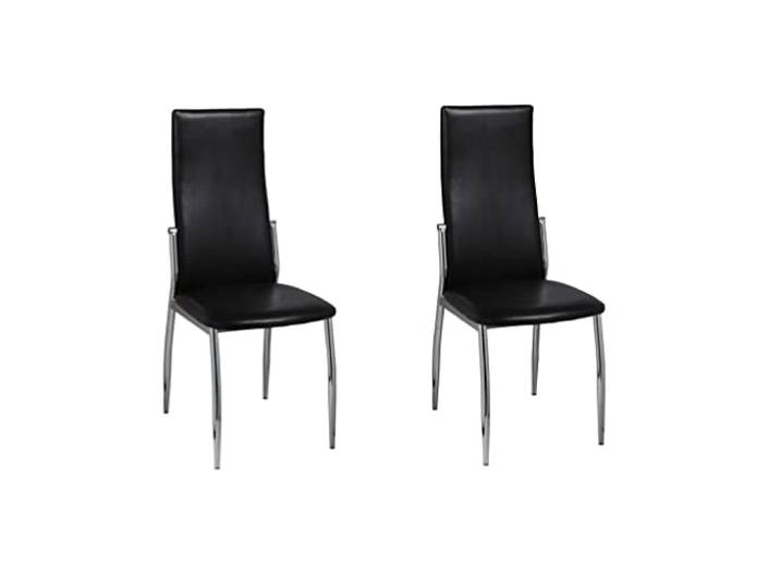 KGHERMDF Esszimmerstühle 2 STK. Schwarz Kunstleder Chrombeine, Ergonomisches Design, Belastbar Bis 110 Kg, Pflegeleicht