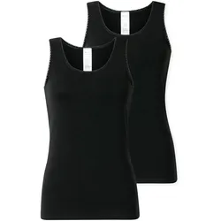 SCHIESSER Damen Tops, 2er Pack - 2Pack Trägertops, Unterhemd, Stretch Cotton, uni Schwarz / L