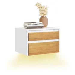 SCHWEBENDER-NACHTTISCH mit 2 Schubladen, Wandregal 40x29,8x25,6cm