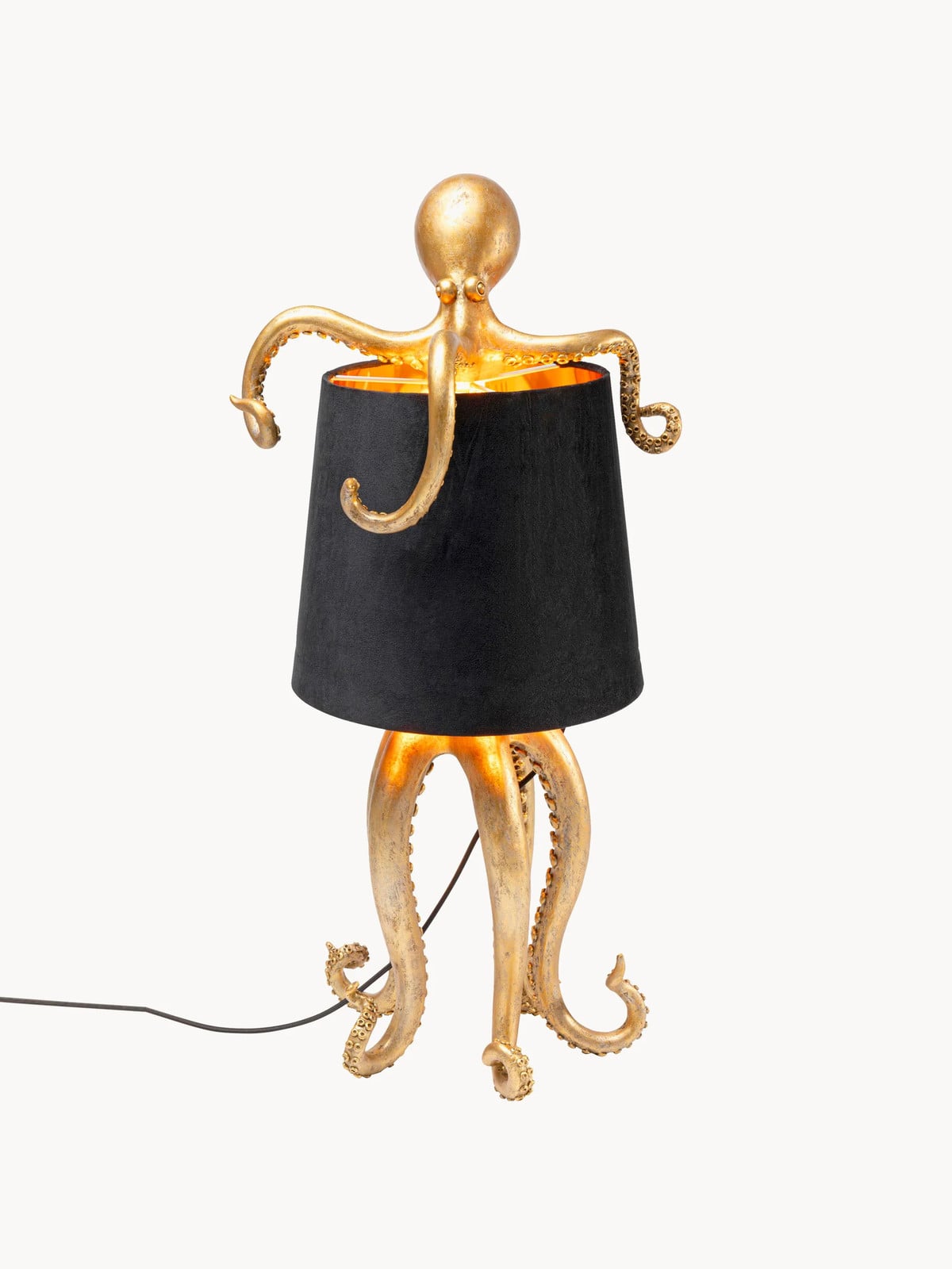 Kare Design Tafellamp Octopus goud/zwart met linnen kap B: 32 cm, D: 28 cm, H: 60 cm