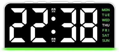 Uplifted Finds Modern Wide View Digital LED Desktop Clock white Shell green