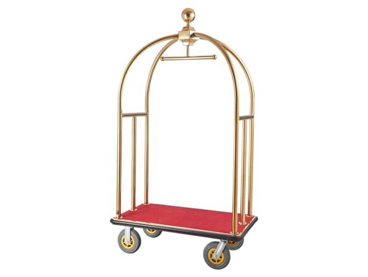 VEVOR Chariot à Bagages Hôtel\, 680 kg\, Chariot Porte-bagages Concierge Finition Inox Brossé\, Montants Incurvés\, avec Moquette Rouge\, Roues Caoutchouc 20\,32 cm\, pour Hôtels\, Condos\, Complexes Hôteliers