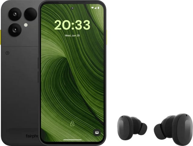 Fairphone 6 256GB Zwart 5G met Fairphone Fairbuds True Wireless Earbuds Zwart