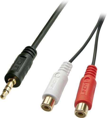LINDY 35678 Klinke / Cinch Audio Adapter [1x Klinkenstecker 3.5 mm - 2x Cinch-Buchse] Schwarz