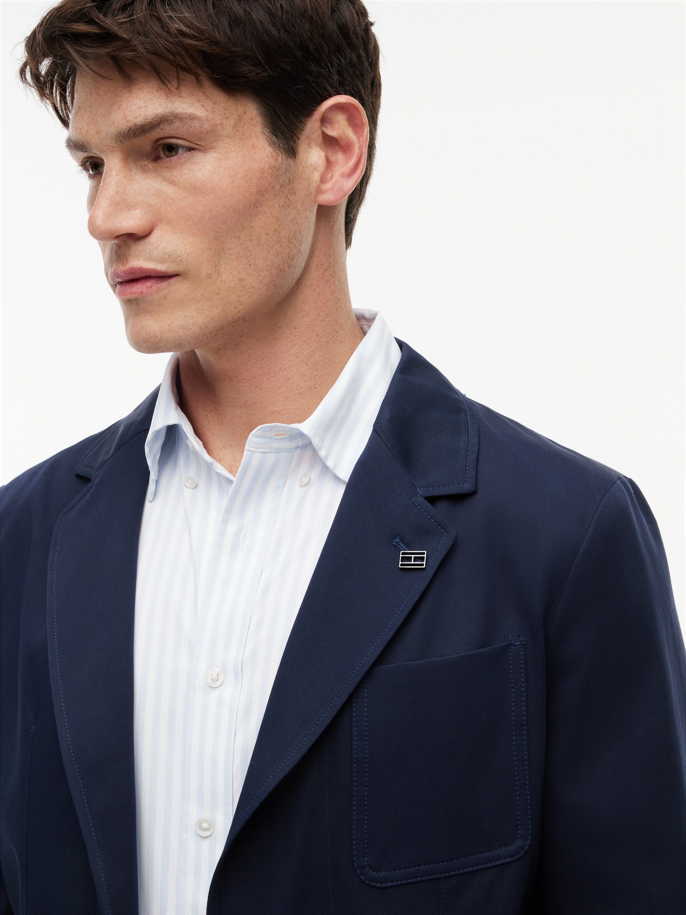 Sakko TOMMY HILFIGER "Premium Line Tech-Cotton Performance Anzug", Herren, Gr. 52, carbon navy, Web, Obermaterial: 100% Baumwolle, regular fit, Sakkos Sakko, Premium Casual Everyday Sakko Anzug carbon navy 52