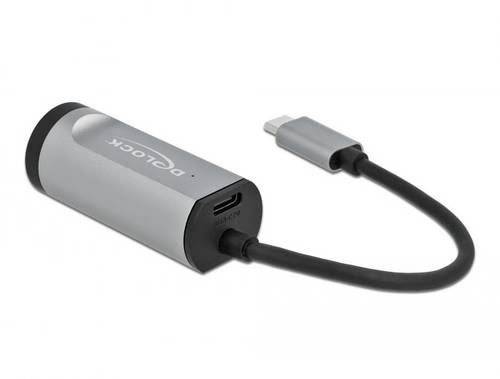 Delock USB 2.0 Adapter [1x USB-C Stecker - 1x RJ45-Buchse, USB-C Buchse (Power Delivery)] 64116