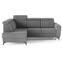 ECKSCHLAFSOFA Connor II verstellbare Kopfstützen, Grau, links