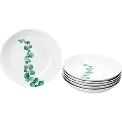 6er Set Eukalyptus Suppenteller 20,3cm tief aus Porzellan