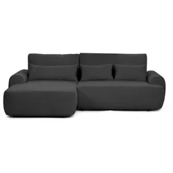 ECKSCHLAFSOFA Oliver im Bouclé-Gewebe, Schwarz, links