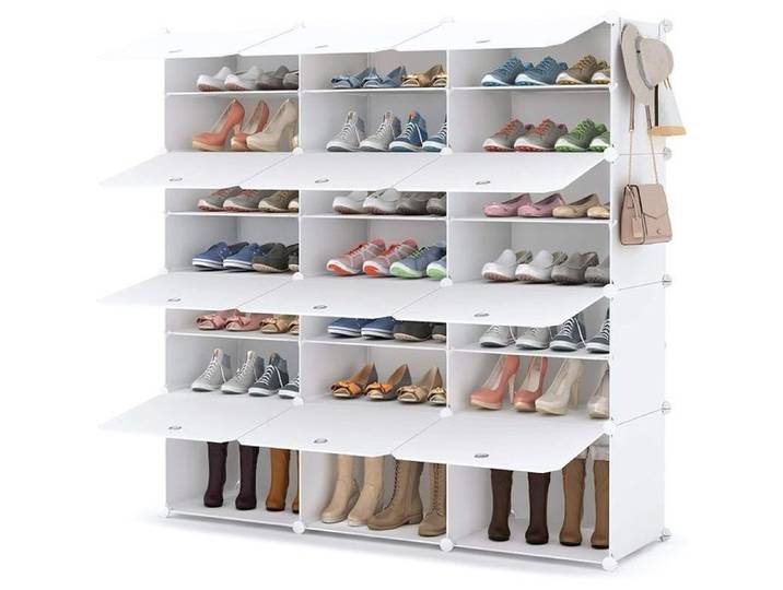Meuble Chaussure 7 Niveaux Rangement Chaussure 42 Paires Etagere Chaussure avec Porte Armoire a Chaussures pour Entrée Blanc