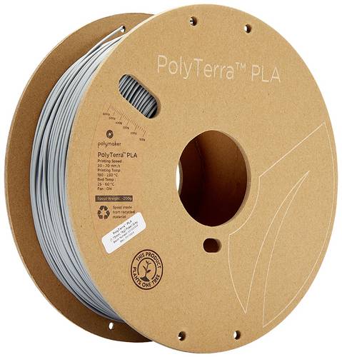 Polymaker 70824 PolyTerra PLA Filament PLA geringerer Kunststoffgehalt 1.75mm 1000g Grau (matt) 1St.