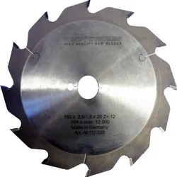 Flury HM Blatt 160x2,6x1,6x20 Wechselzahn für Holz Leimholz Spanplatten 101020