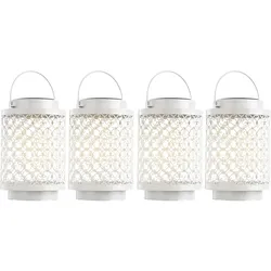 Solarleuchte Hängelampe Solarlampen für Außen Gartendeko Laterne orientalische, Metall weiß, orientalisch, LED, DxH 13x18 cm, 4er Set