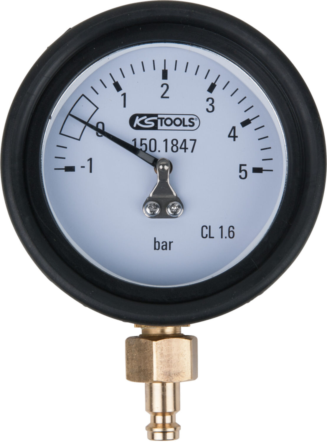 KS Tools Manometer 1,0 - 5,0 bar inkl. Anschlussnippel und Schutzkappe (150.1847)
